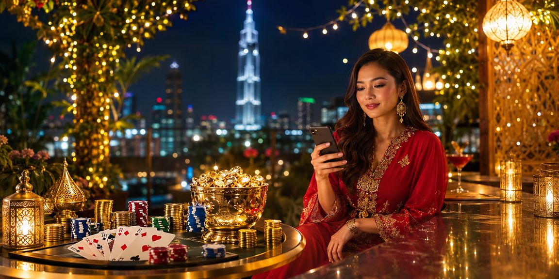 Pemain poker di Kuala Lumpur menggunakan platform betboom semasa Hari Raya